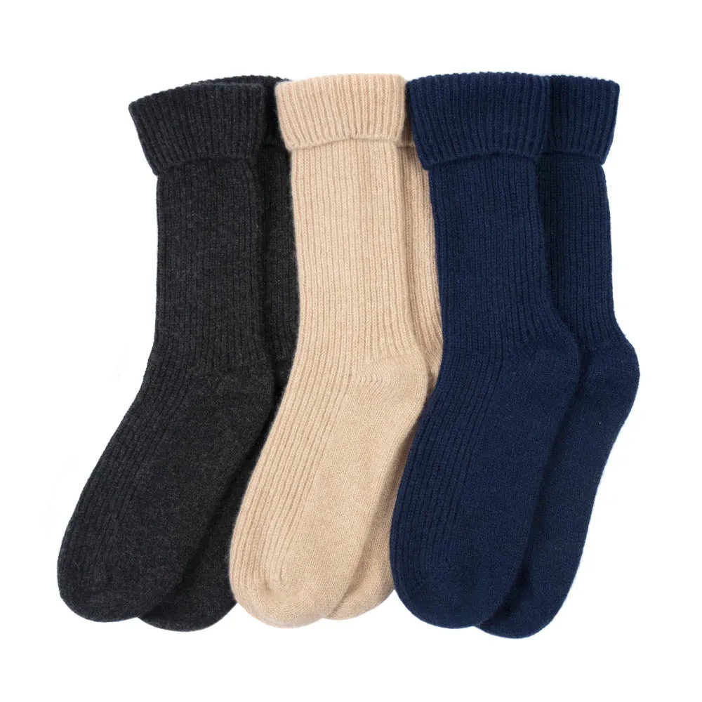 100% Cashmere Ribbed Bed Sock