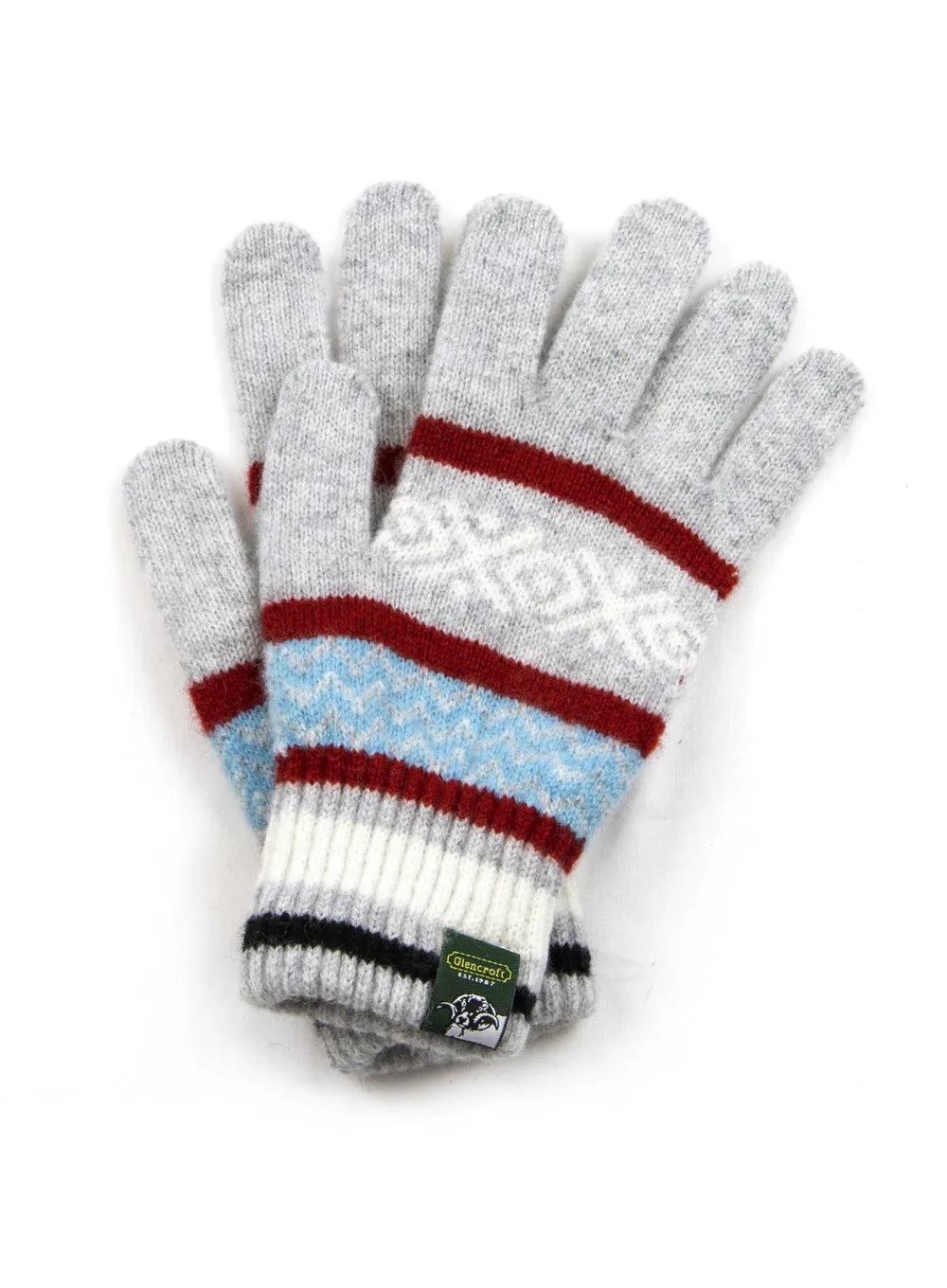 100% Lambswool Fair Isle Ladies Knitted Gloves