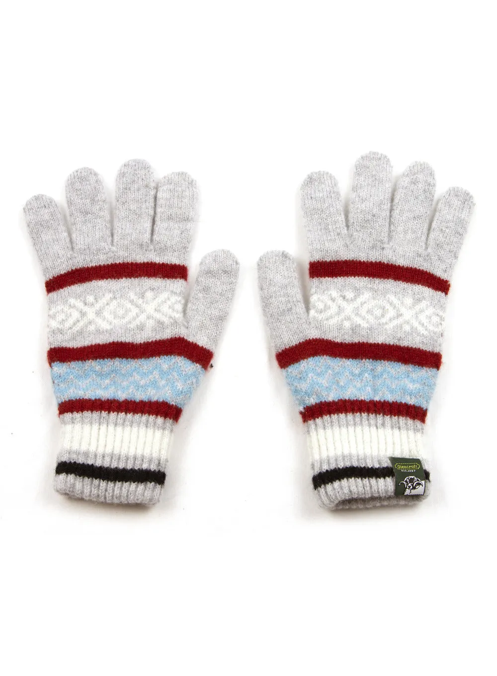 100% Lambswool Fair Isle Ladies Knitted Gloves