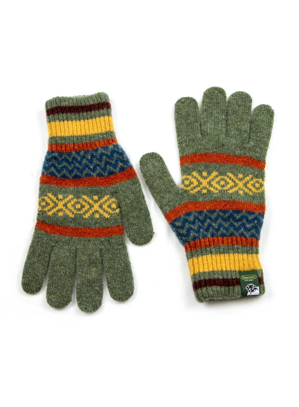 100% Lambswool Fair Isle Ladies Knitted Gloves