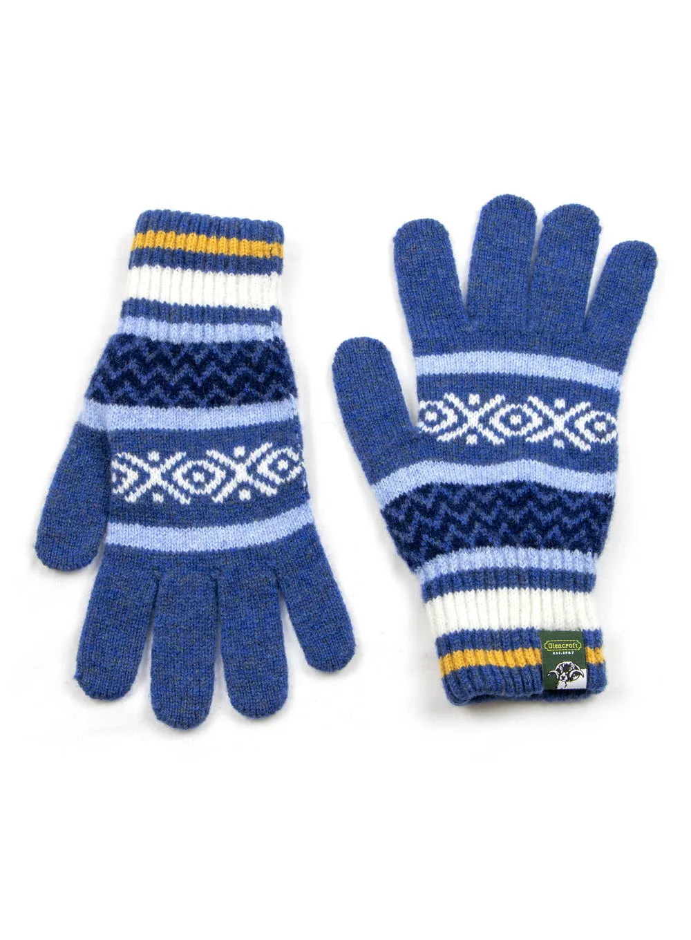 100% Lambswool Fair Isle Ladies Knitted Gloves