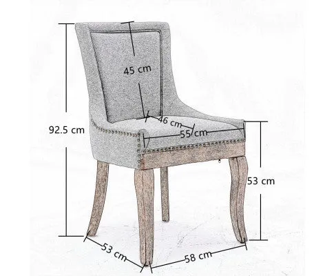 2X Solid Wood Fabric Upholstered Dining Chair Luxury Accent Chairs with Nailhead