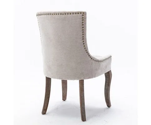 2X Solid Wood Fabric Upholstered Dining Chair Luxury Accent Chairs with Nailhead