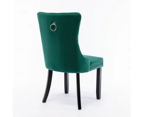 8x Velvet Dining Chairs- Green