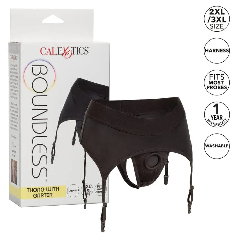 Calexotics Boundless Thong with Garter 2XL/3X