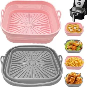 Collapsible Silicone Air Fryer Square For Baking Roasting Cooking (random Color)