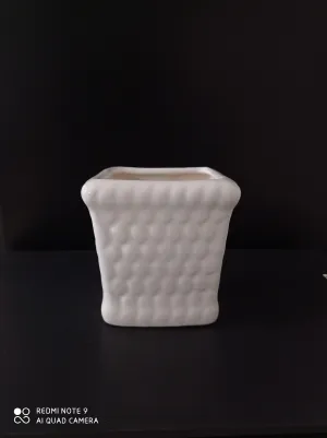 Contemporary White Ceramic Honeycomb Design Plant Pots - Set of 3 | Small Size