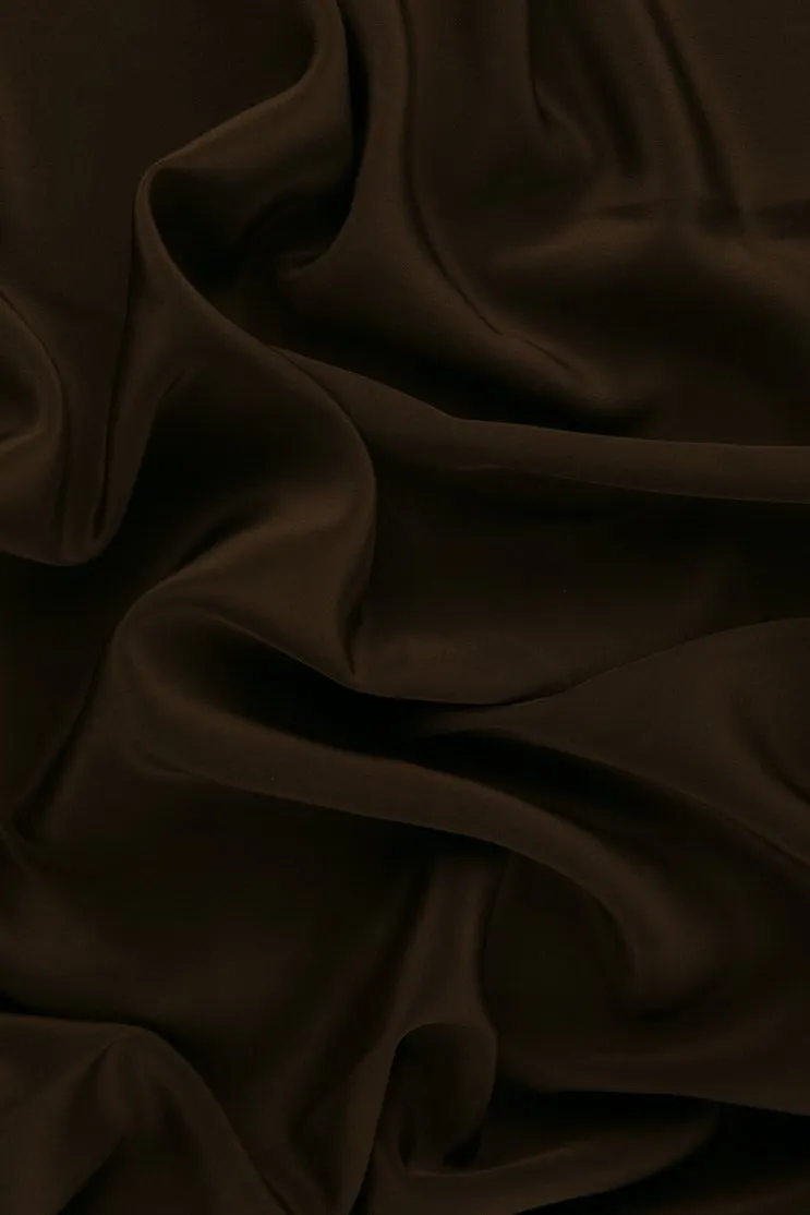 Copper Brown Silk Crepe de Chine Fabric