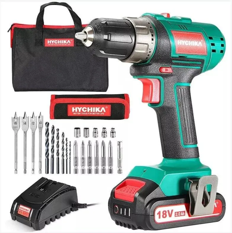 Cordless Drill Driver Set with 2000mAh Battery, 1500RPM, 20V/18V