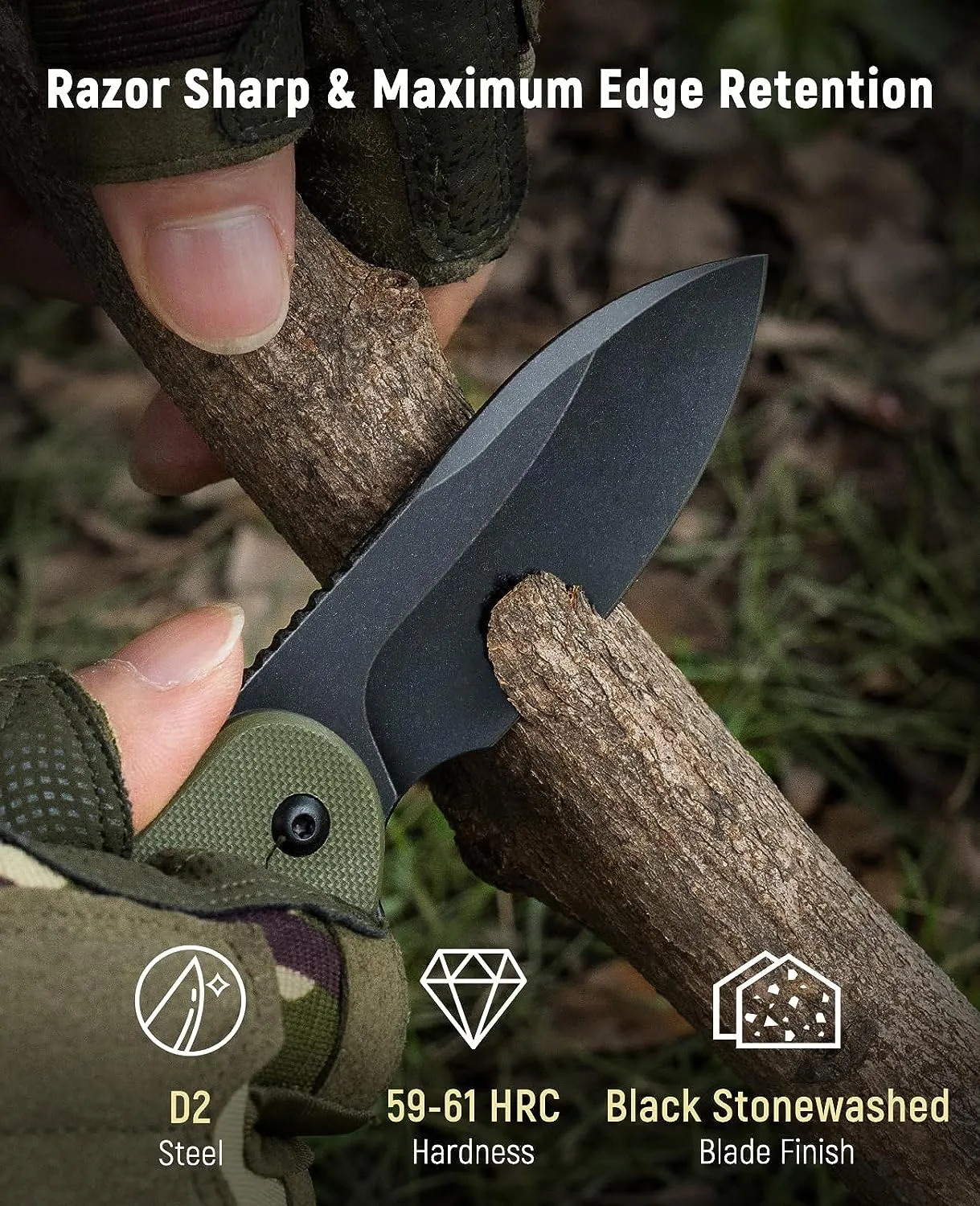 CVLIFE Folding Pocket Knife for Men - 2.99" D2 Blade G10 Handle EDC Tactical Knife