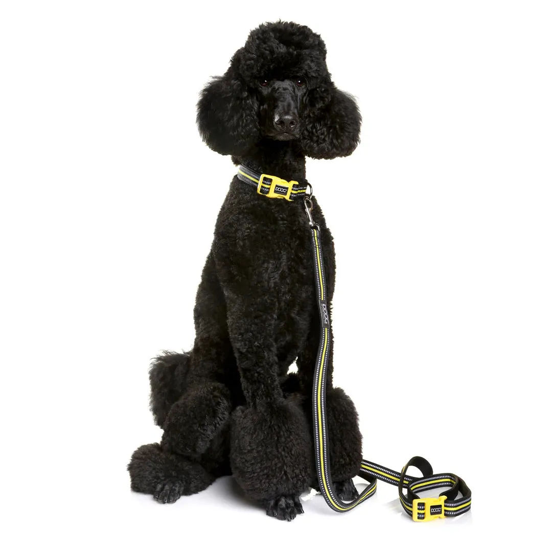 DOOG Neoprene Clip It Bolt Black and Yellow Adjustable Dog Lead Extra Large