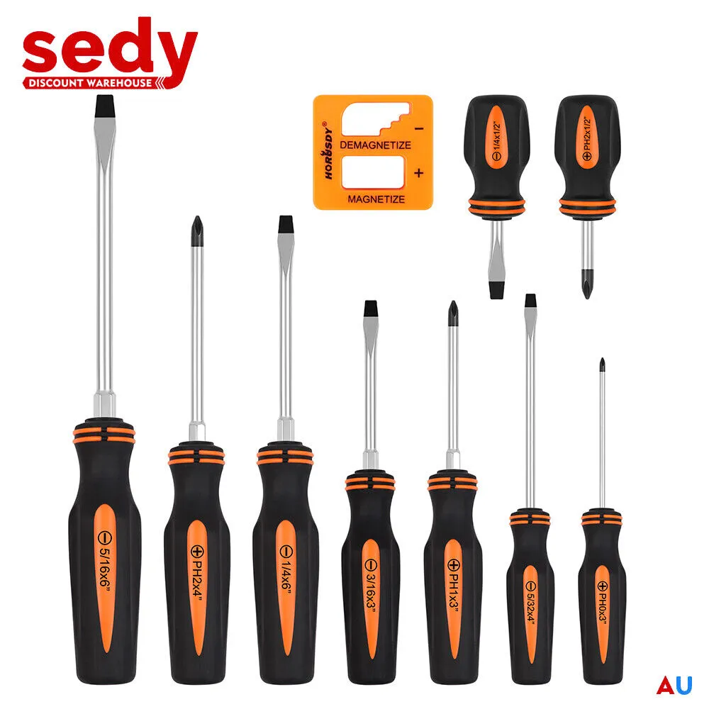 Heat-Treated Magnetic Screwdriver Set, Non-Slip Handle, 10Pcs