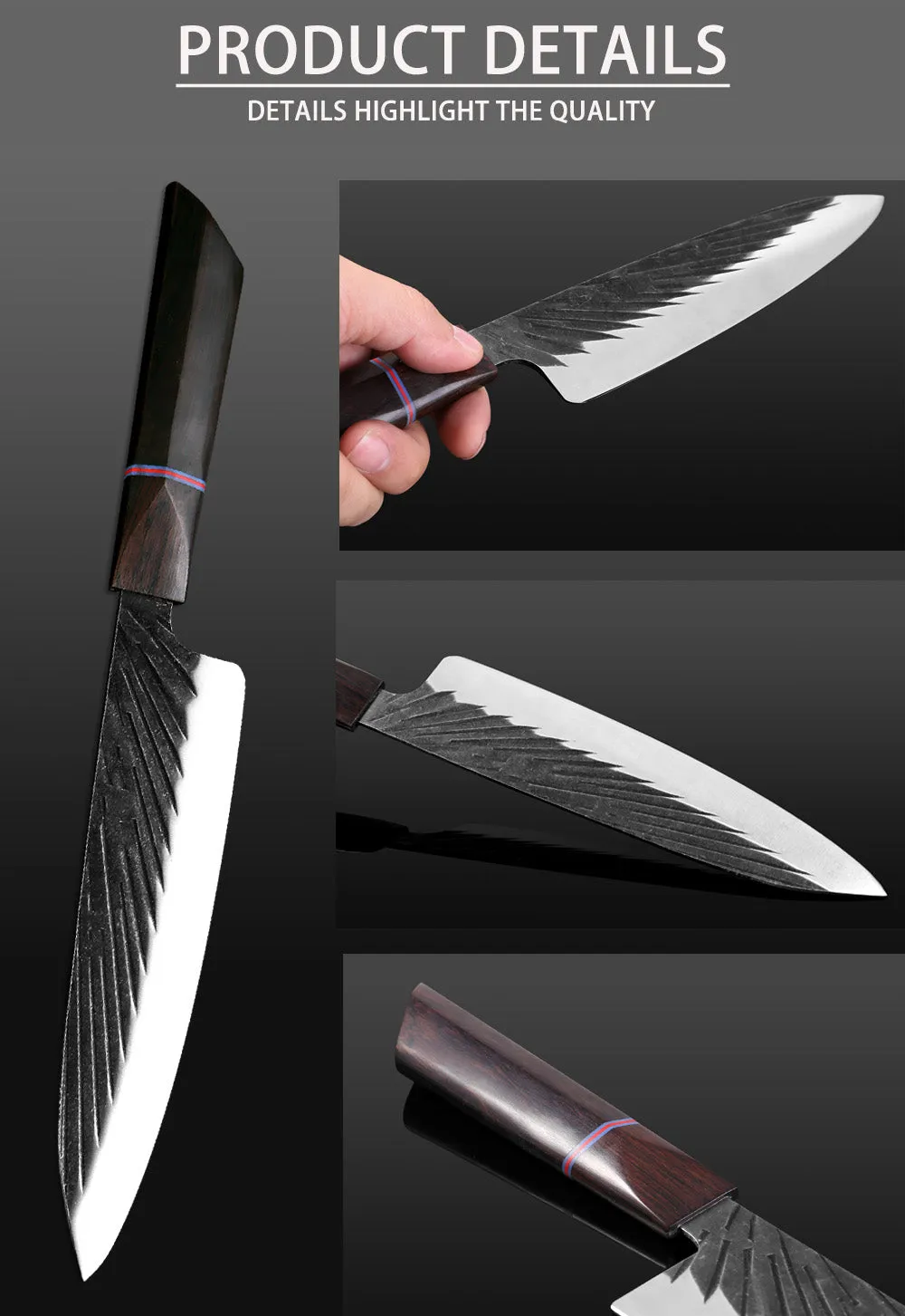 Japanese style cutting knife set