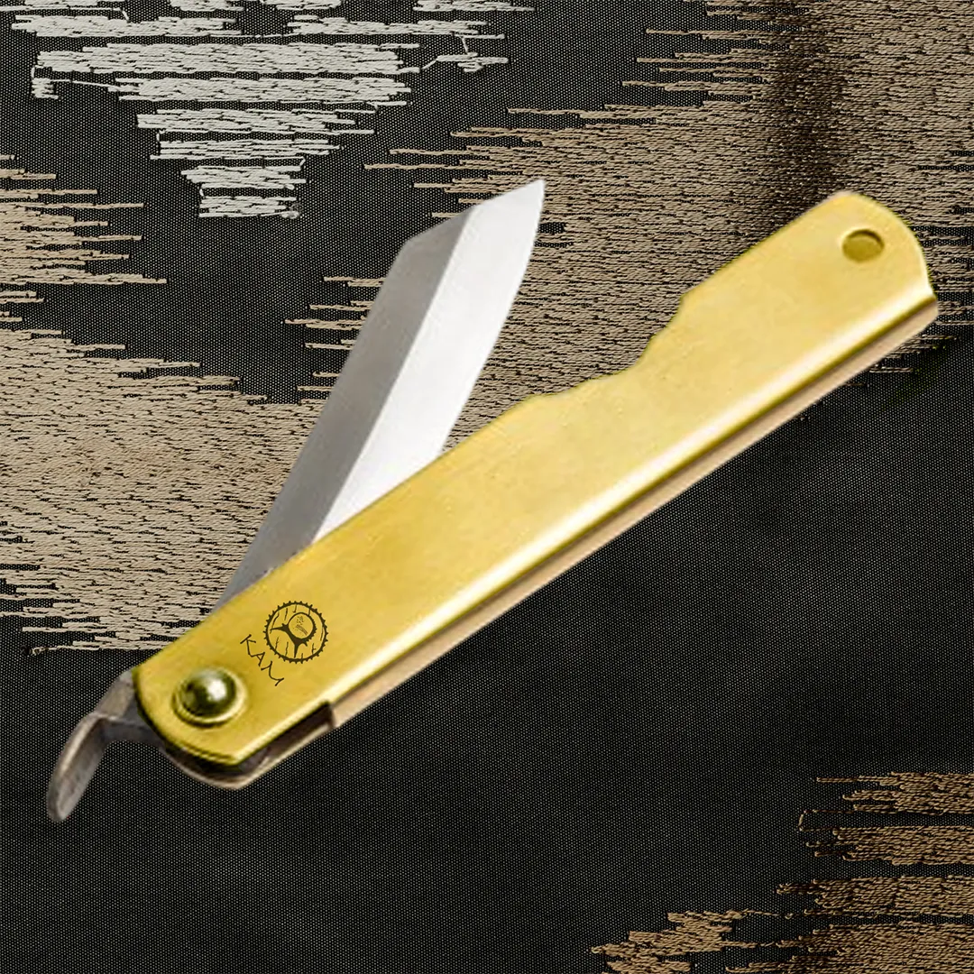 Kam Knife – HIGO - Traditional Carbon Steel - Brass Handle - Pocket Knife