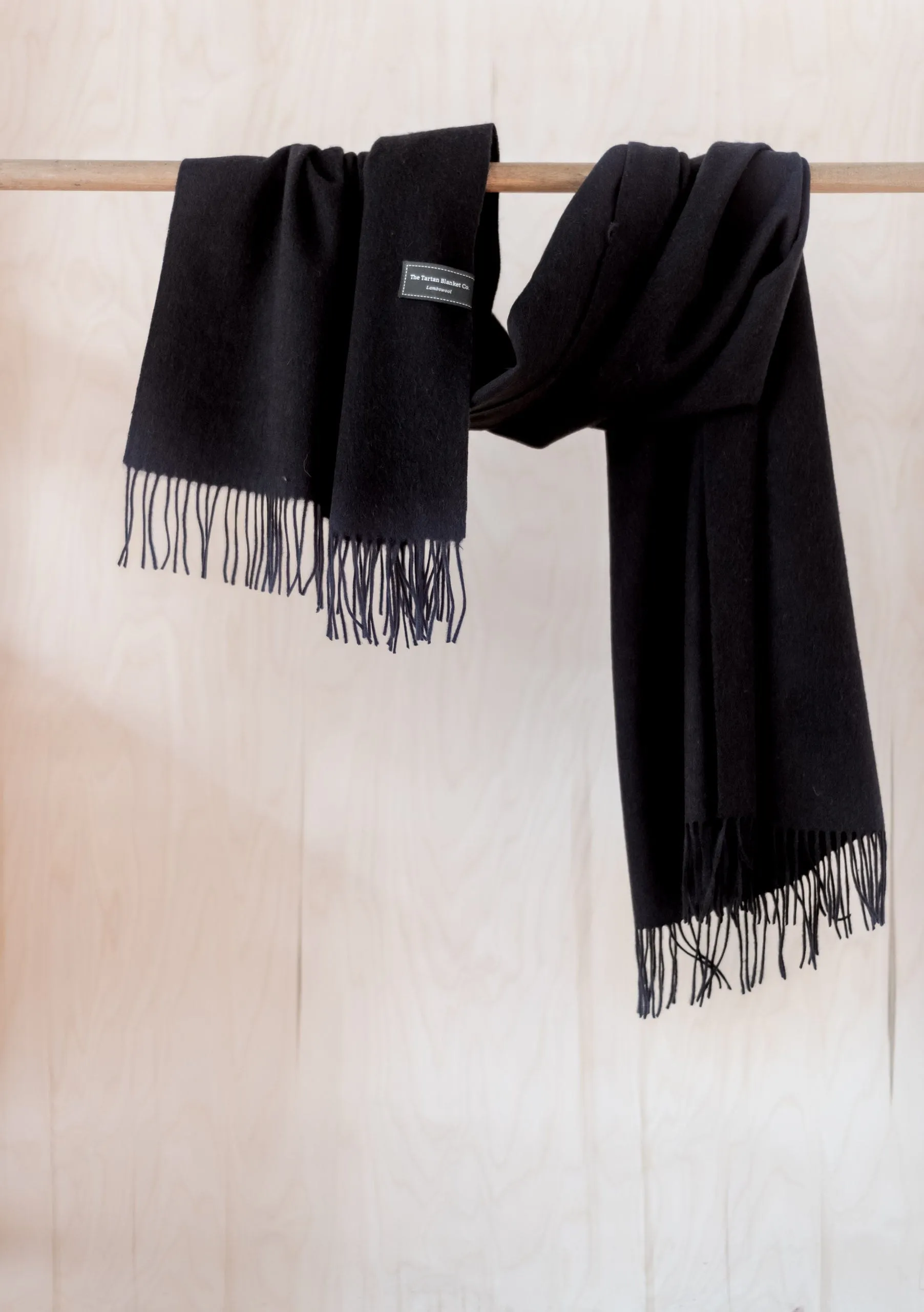 Lambswool Blanket Scarf in Black