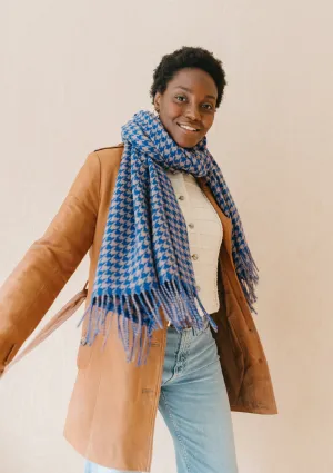 Lambswool Blanket Scarf in Slate Houndstooth