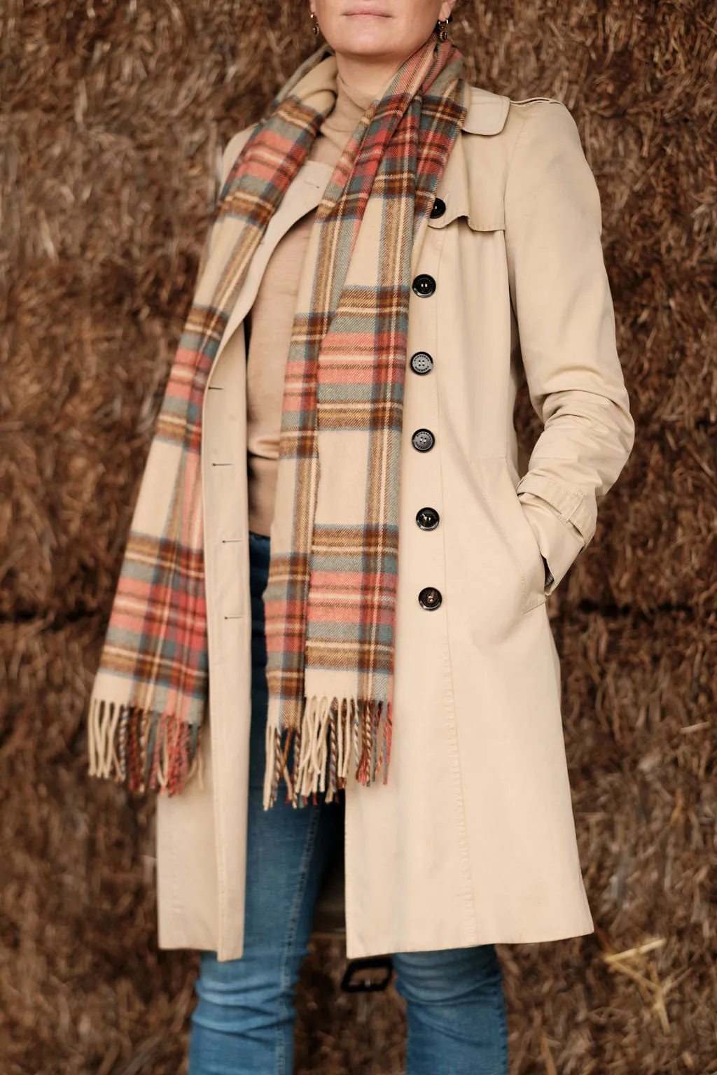 Merino Wool Oversize Tartan Scarf | Antique Dress Stewart