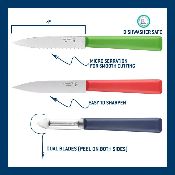 Opinel "Les Essentiels " Dishwasher Safe Trio Knife Set