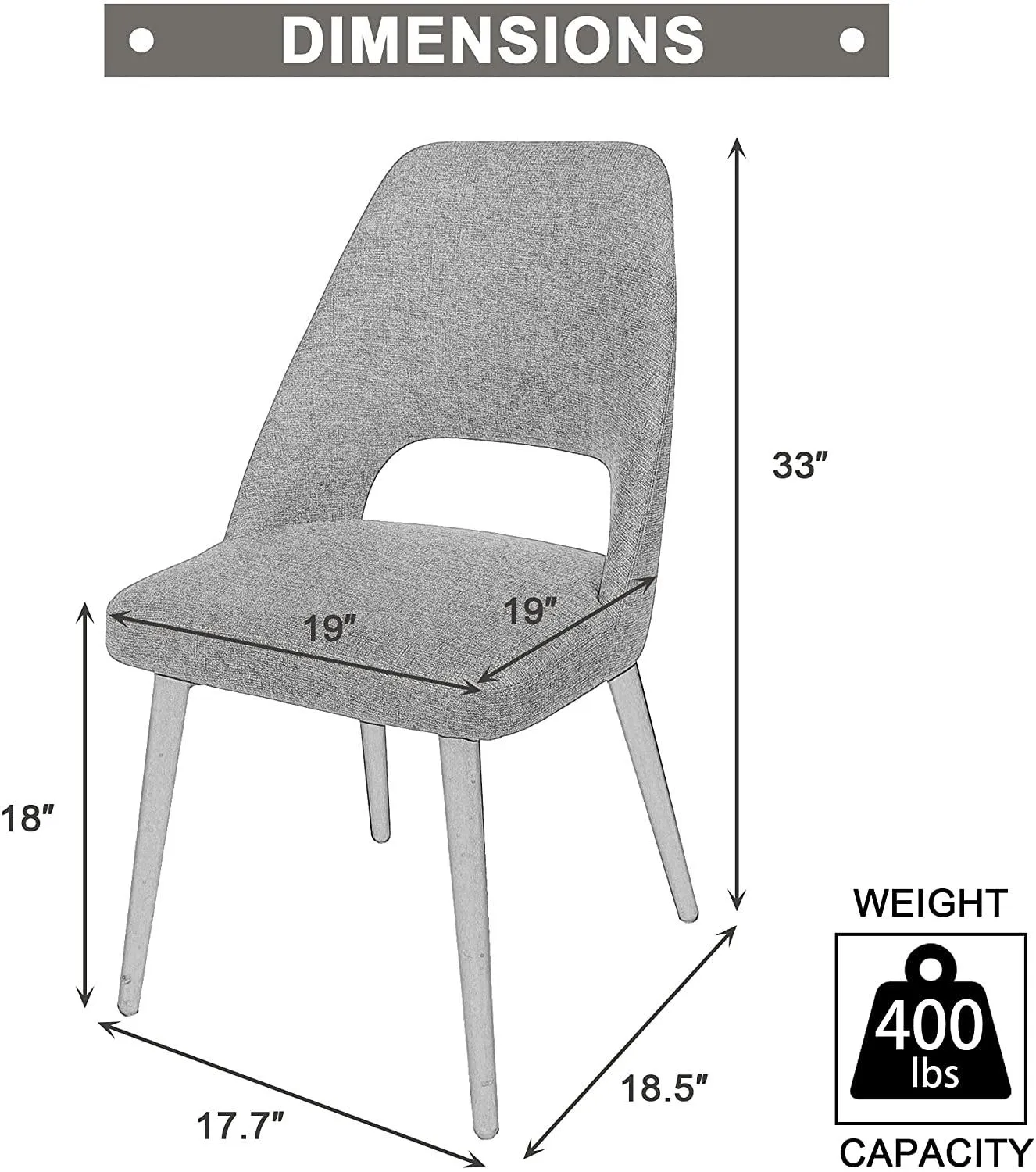 (Out of Stock) Set of 2 Modern Dining Room Chairs Heavy Duty Leather Chair with Upholstered Vinyl Seat, Grey