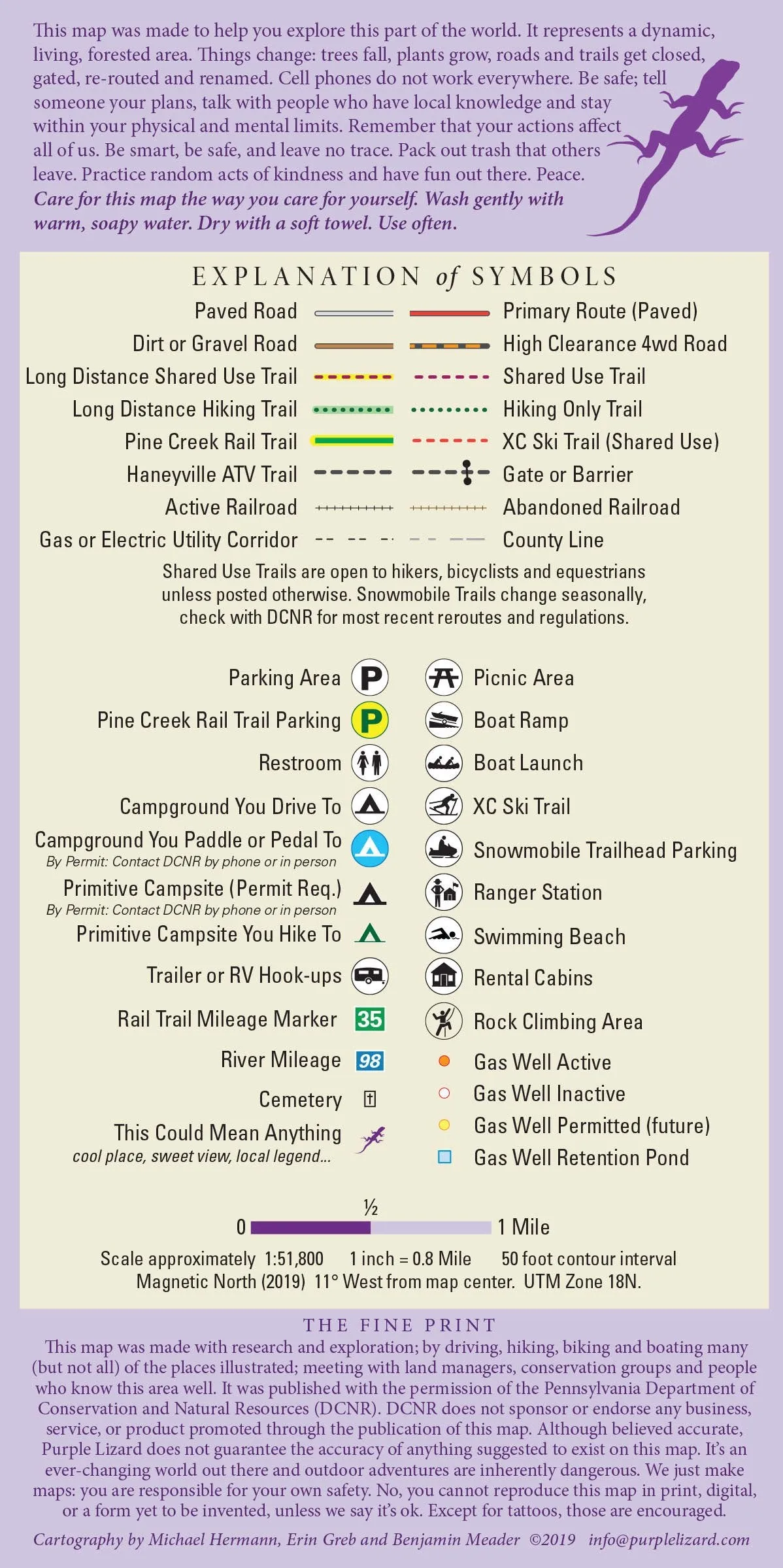 Pine Creek Lizard Map - Grand Canyon of Pennsylvania