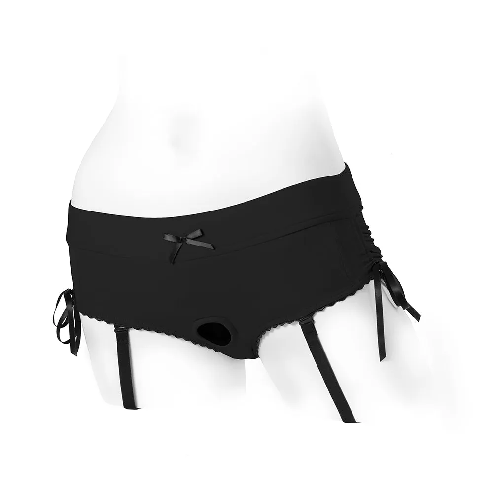 SpareParts Sasha Cinch Booty Short Harness Black Size L