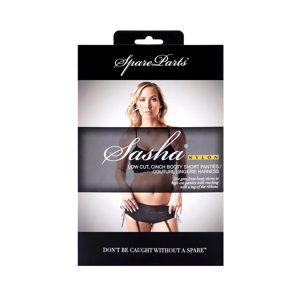 SpareParts Sasha Cinch Booty Short Harness Black Size L