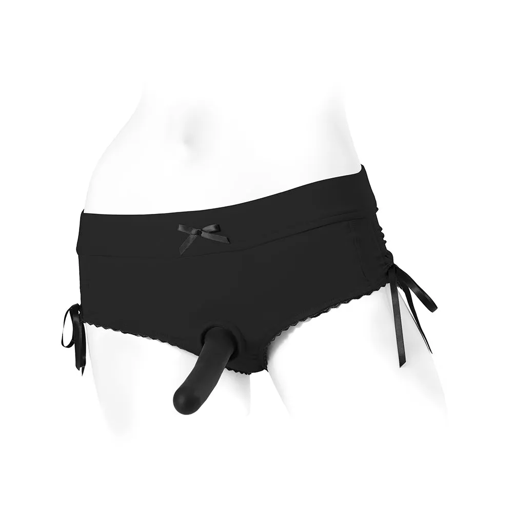 SpareParts Sasha Cinch Booty Short Harness Black Size L