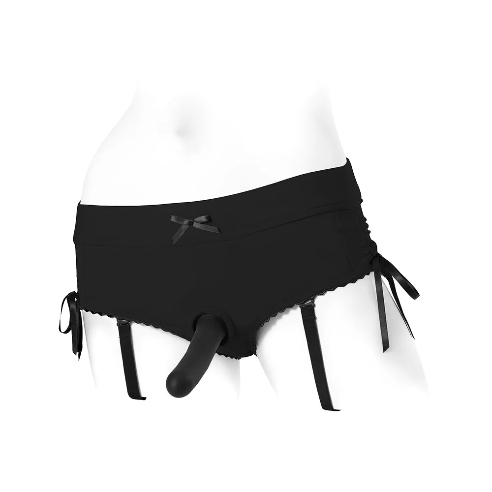 SpareParts Sasha Cinch Booty Short Harness Black Size L