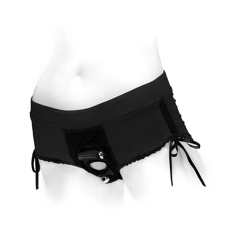 SpareParts Sasha Cinch Booty Short Harness Black Size L