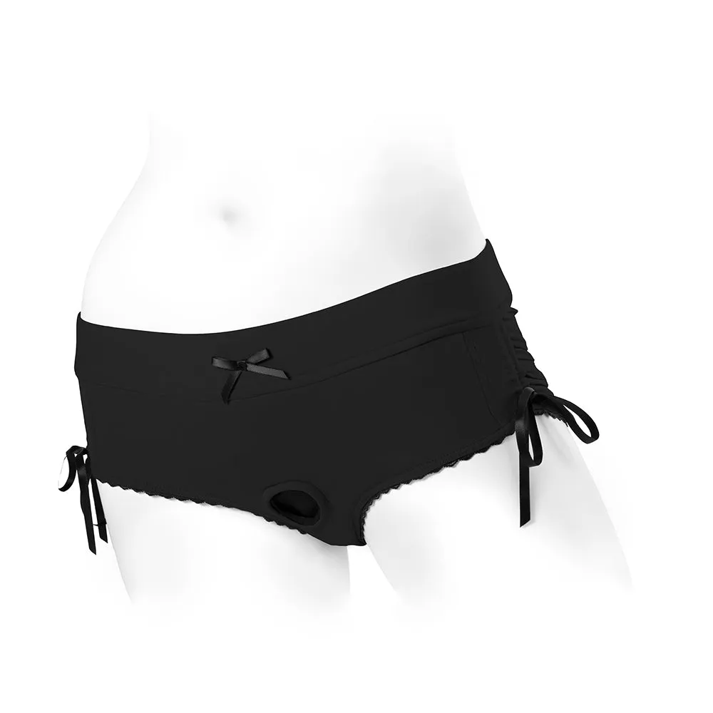 SpareParts Sasha Cinch Booty Short Harness Black Size L