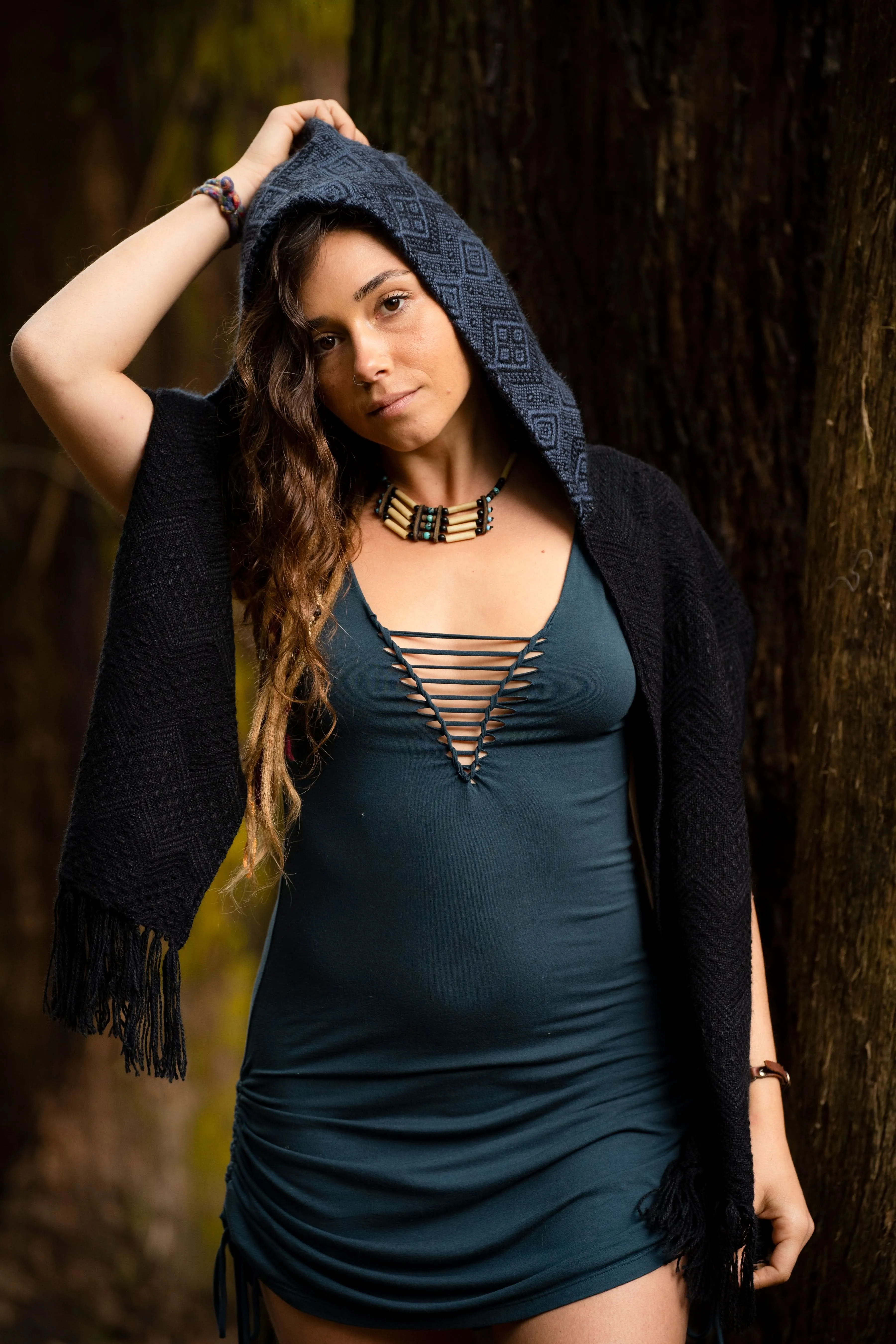 Venus Tribe Hoodie Scarf - Blue Hood/Black Scarf