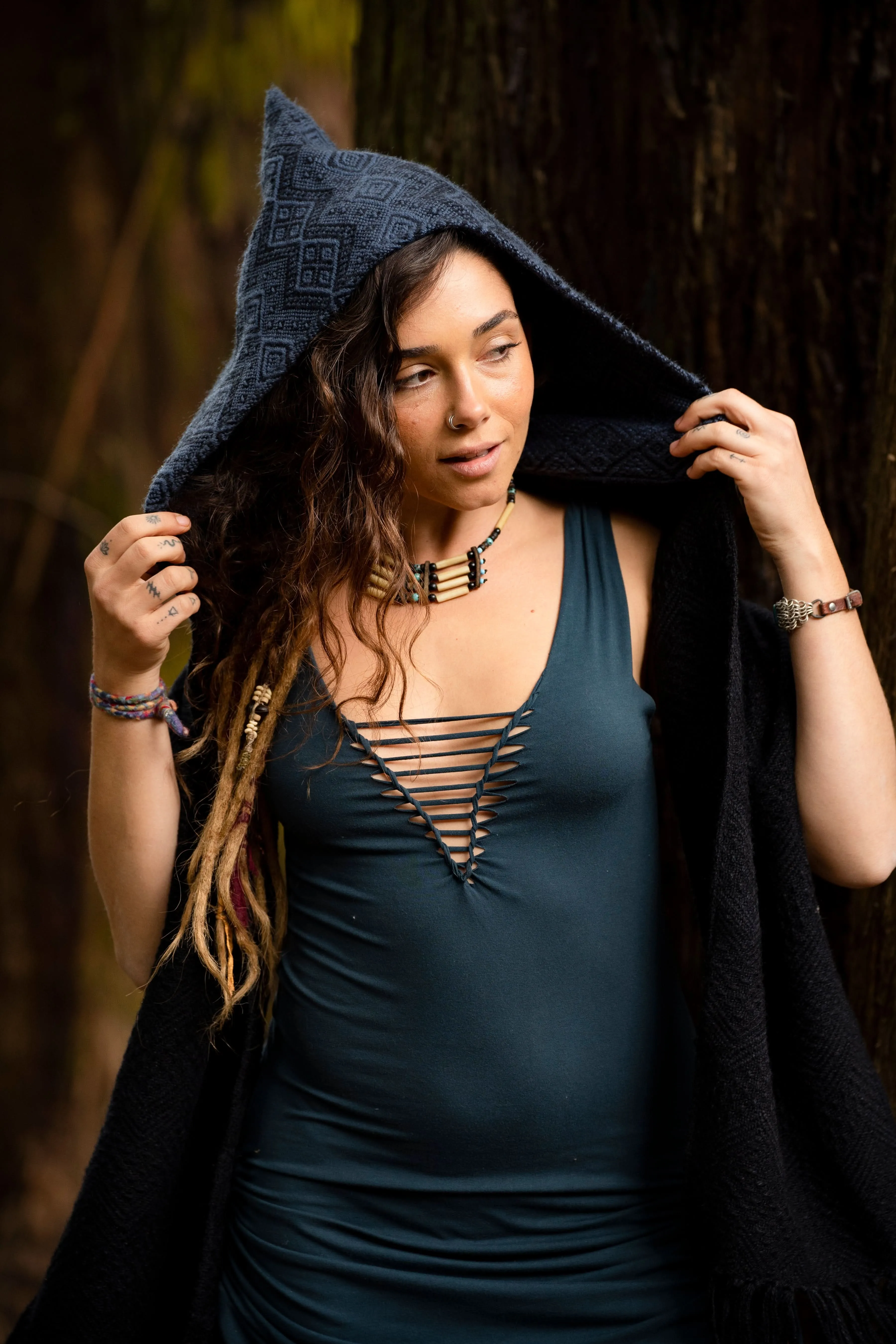 Venus Tribe Hoodie Scarf - Blue Hood/Black Scarf