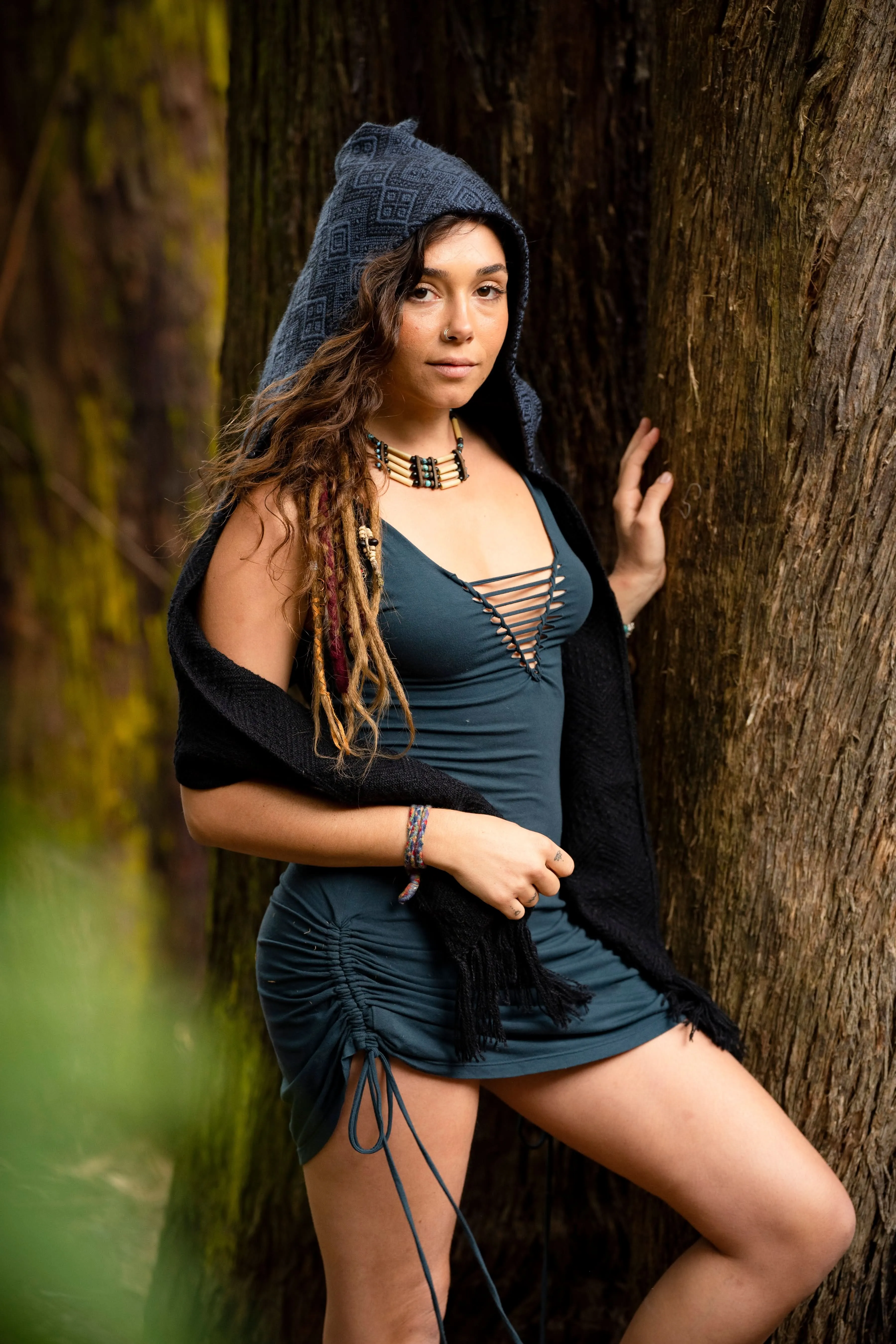 Venus Tribe Hoodie Scarf - Blue Hood/Black Scarf