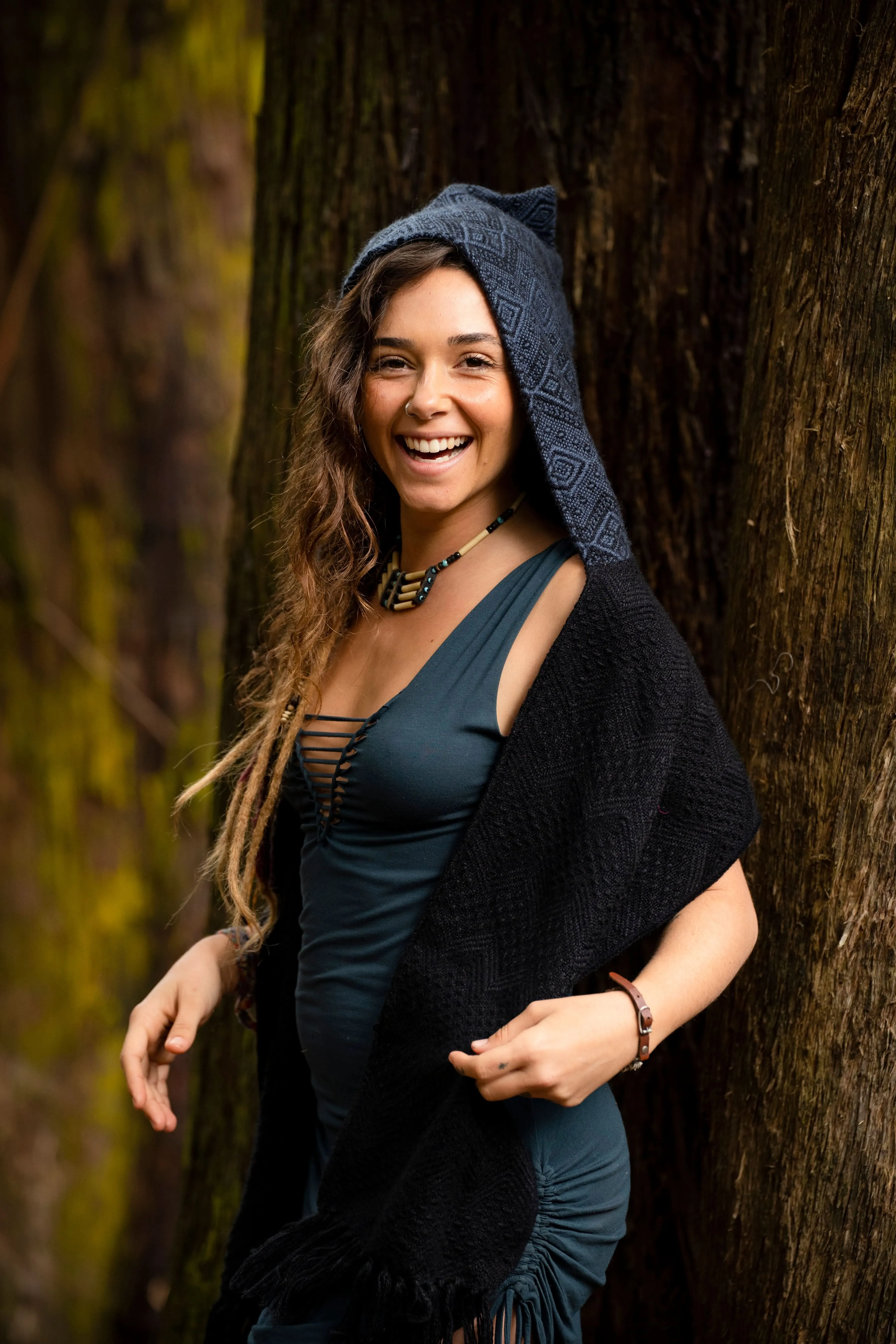 Venus Tribe Hoodie Scarf - Blue Hood/Black Scarf