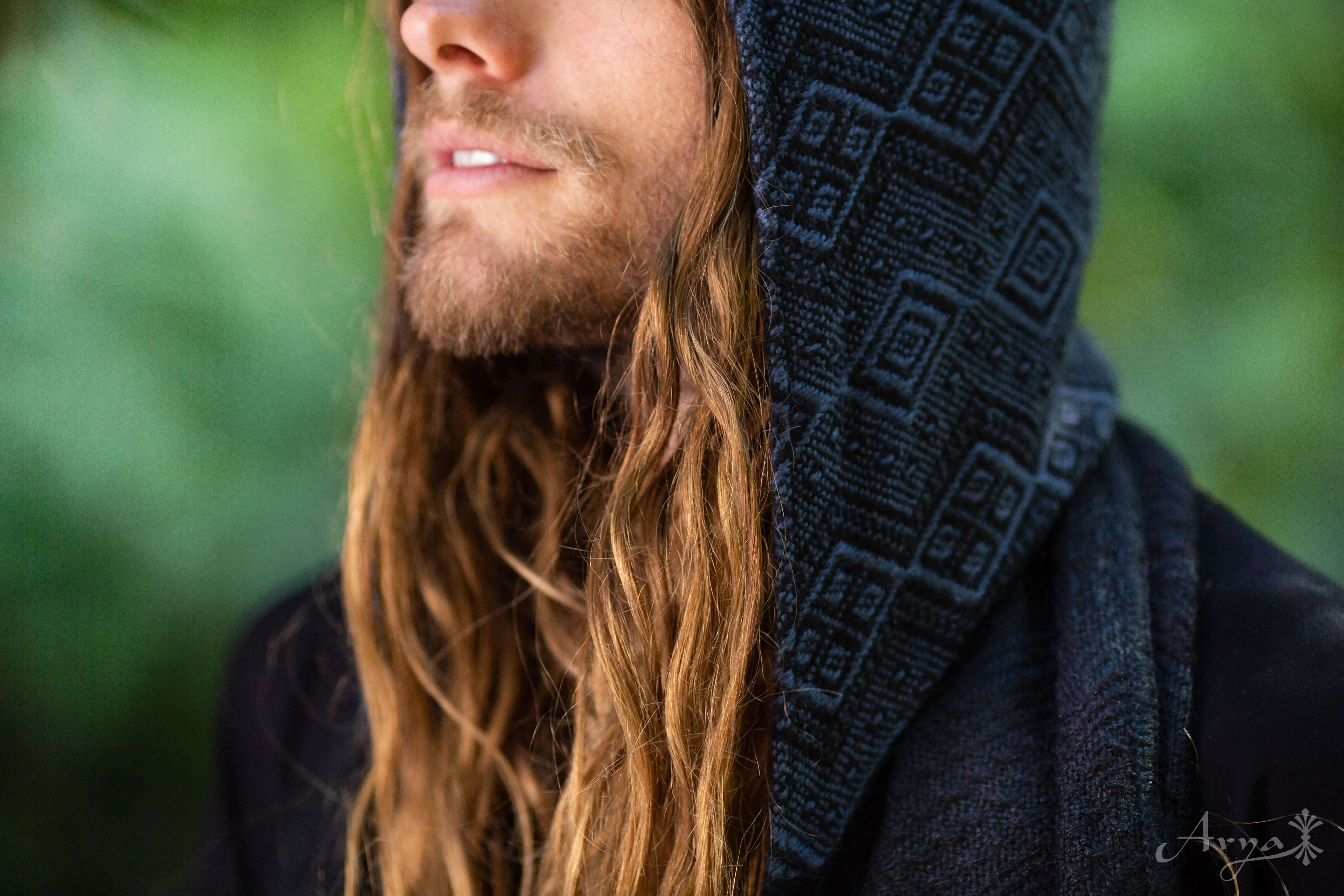 Venus Tribe Hoodie Scarf for Men - Blue Hood/Black Scarf