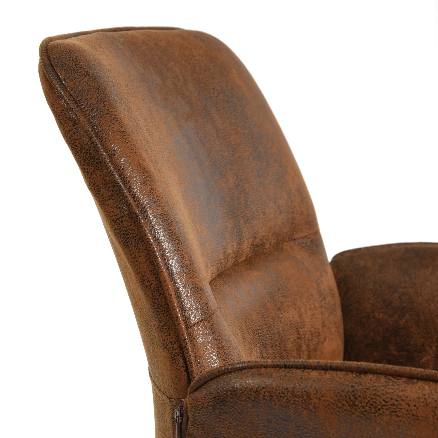 Vintage Leather Swivel Office Chair - Brown Faux Leather Upholstery with Adjustable Height, Ergonomic Design