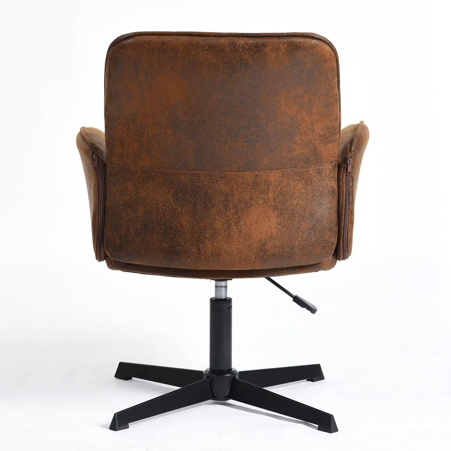 Vintage Leather Swivel Office Chair - Brown Faux Leather Upholstery with Adjustable Height, Ergonomic Design